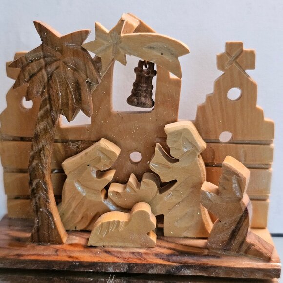 Wooden Nativity Scene Bethlehem Laser Cut Ornament, Made in Israel - Picture 4 of 5